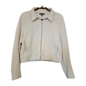 Banana Republic Textured Cotton Knit Moto Bomber Jacket Full Zip Women L EUC
